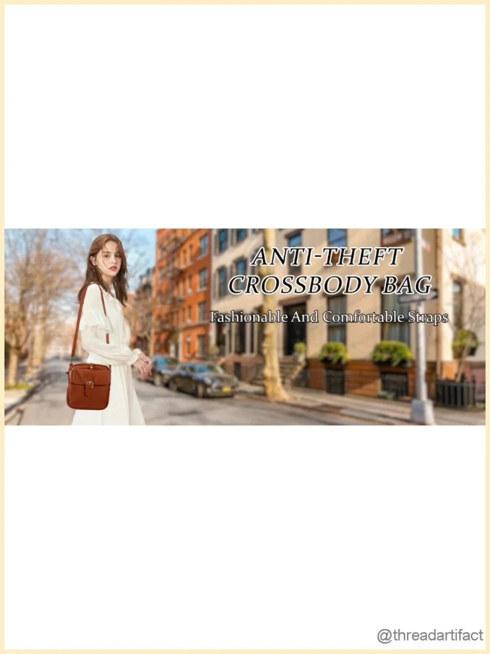 Anti-Theft Faux Leather Crossbody Bag with Card Slots